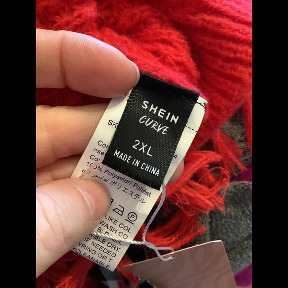 NWT SHEIN Sky Red Fringe Crop Sweater - Picture 5 of 6